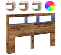 (old wood, 160 x 17 x 102 cm) vidaXL Headboard Cabinet with LED Artisan Oak 180x17x102 cm bed headboard