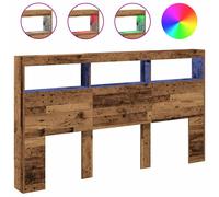 (old wood, 180 x 17 x 102 cm) vidaXL Headboard Cabinet with LED Artisan Oak 180x17x102 cm bed headboard