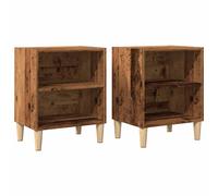 (old wood, 2 pcs) vidaXL 1/2x Bed Cabinet with Solid Wood Legs 40x30x50 cm Stand Multi Colors