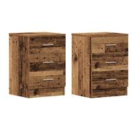(old wood, 2 pcs) vidaXL 1/2x Bedside Cabinet Chipboard Bedroom Nightstand Stand Multi Colours