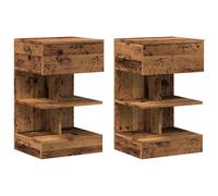 (old wood, 2 pcs) vidaXL 1/2x Bedside Cabinet Engineered Wood Side Table Storage Multi Colours