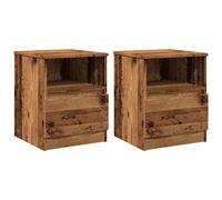 (old wood, 2 pcs) vidaXL Bed Cabinet Nightstand Side Table Storage Bed Table Engineered Wood