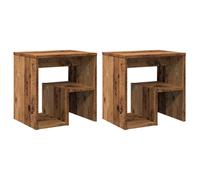 (old wood, 2 pcs) vidaXL Bed Cabinet Nightstand Side Table Storage Bed Table Engineered Wood