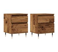 (old wood, 2 pcs) vidaXL Bedside Cabinet Nightstand Bed Side Table Artisan Oak Engineered Wood