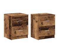 (old wood, 2 pcs) vidaXL Bedside Cabinet with 2 Drawers Nightstand Bed Side Table