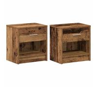 Bedside Cabinets 2pcs Old Wood Engineered Wood 39x28x41 cm Rustic Nightstand Set