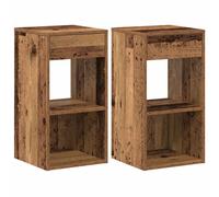 (old wood, 2 pcs) vidaXL Bedside Cabinet with Drawer Old Wood 35x34x66.5 cm bedside table