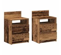 (old wood, 2 pcs) vidaXL Bedside Cabinets with 2 Drawers Nightstand Bed Side Table Side Cabinet