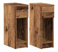(old wood, 2 pcs) vidaXL Bedside Cabinets with Drawer 2 pcs Smoked Oak 20x36x60 cm bedside table