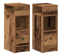 vidaXL Bedside Cabinets 2 pcs with Drawer Old Wood 25x31x66 cm