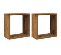 vidaXL Wall Cube Shelves 2 pcs Old Wood 30x15x30 cm Engineered Wood