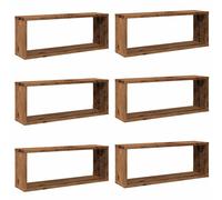 (old wood, 6 pcs) vidaXL Wall Shelves Floating Rack Display Shelf Bookshelf Engineered Wood