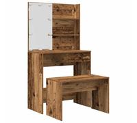(old wood, 74.5 x 40 x 141 cm) vidaXL Dressing Table Set with LED Makeup Table Cosmetic Table Engineered Wood