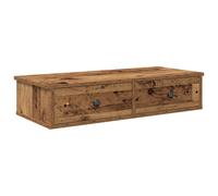 vidaXL Wall Shelf with Drawers Old Wood 80x31x17 cm Engineered Wood