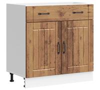 (old wood, 80 x 46 x 81.5 cm) vidaXL Kitchen Base Cabinet Lucca High Gloss White Engineered Wood