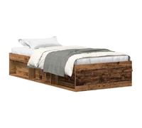 vidaXL Bed Frame without Mattress Old Wood 90x190 cm Single Engineered Wood, Brown