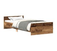 (old wood, 90 x 200 cm) vidaXL Bed Frame with Headboard and Footboard Mattress Foundation Bed Base