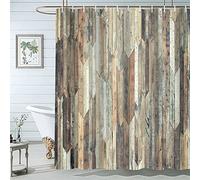 Old Wood Plank Shower Curtain, Rustic Bathroom Shower Curtain Wooden Board Wood Western Country Bath Curtain, Vintage Farmhouse Fabric Bathroom Curtain with Hooks