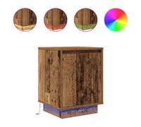 (old wood) vidaXL Bedside Cabinet with LED LightsÂ Grey Sonoma 38x34x50 cm bedside table