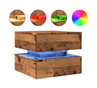 vidaXL Coffee Table with LED Lights Old Wood 50x50x40 cm - Brown, Brown