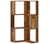 vidaXL Corner Bookcase 3-Tier Old Wood 50x50x102 cm Engineered Wood