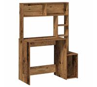 vidaXL 6 Shelf Study Desk Old Wood Effect - Size: 140 x 100 x 45cm - Brown - Wilko