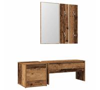 (old wood) vidaXL Hallway Furniture Set Engineered Wood Hall Bench Rack Multi Colours