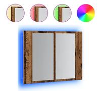 (old wood) vidaXL LED Bathroom Mirror Cabinet Washroom Mirror Storage Cupboard Organiser