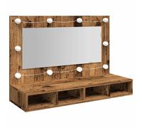 vidaXL Mirror Cabinet with LED Old Wood 90x31.5x62 cm