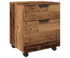 (old wood) vidaXL Mobile File Cabinet with Wheels Desk Storage Cabinet Engineered Wood