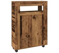 (old wood) vidaXL Narrow Bathroom Cabinet with Wheels Storage Cupboard Engineered Wood
