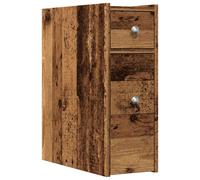 (old wood) vidaXL Narrow Bathroom Cupboard with Wheels Cabinet Engineered Wood