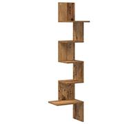 vidaXL 5 Shelf Old Wood Floating Corner Wall Shelf