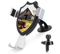 Old Wooden Barn Tractor Car Phone Holder Mount Triangle Clip Base Air Vent Cell Phone Car Mount Automotive Accessories for 4-6 Inches Cell Smartphones