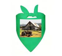 Old Wooden Barn with Rusted Tractor Dog Bandana Soft Breathable Polyester Triangle Scarf for Small to Large Dogs Cats Comfortable Pet Bibs for Daily Wear Party Wedding Birthday Pet Accessories