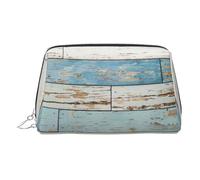 Old Wooden Board Makeup Bag Vanity Case with Divider Travel Toiletry Bag Portable Cosmetic Bag