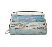 Old Wooden Board Makeup Bag Vanity Case with Divider Travel Toiletry Bag Portable Cosmetic Bag