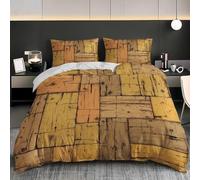 Old Wooden Board Single Duvet Cover Set 3D Printed Retro Patchwork Bedding Set Ultra Soft Microfiber Quilt Cover 150x200 cm for Single Bed with 2 Pillowcases with Zipper AB.1875