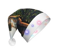 Old Wooden Bridge Print Led Christmas Hat For Adults Unisex Xmas Hat For New Year Festive Holiday Party