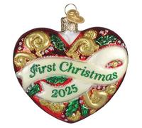 Old World Christmas 2025 First Christmas Heart Glass Ornament for Holiday Tree