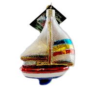 Old World Christmas 46028 Planes, Trains, Helicopters, Boats and Trucks Glass Blown Ornaments for Christmas Tree Sailboat, Blue
