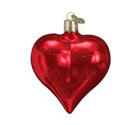 Old World Christmas Assortment of Hearts Glass Blown Ornaments for Christmas Tree Large Shiny Red