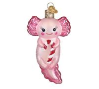 Old World Christmas Axolotl with Candy Cane Glass Ornament for Holiday Tree