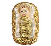 Old World Christmas Baby Jesus in Manger Glass Blown Ornament for Christmas Tree