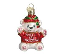 Old World Christmas Baby's 1st Christmas Glass Ornament, Baby's 1st Teddy Rd-Gn