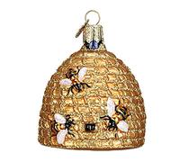 Old World Christmas Bee Collection Glass Blown Ornament for Christmas Tree, Bee Skep