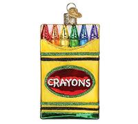 Old World Christmas Box of Crayons Glass Blown Ornament for Christmas Tree, Handcrafted Holiday Decoration, Teacher Collection