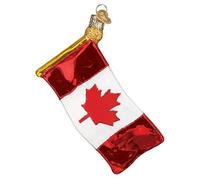 Old World Christmas Canadian Ornament, Red and White Flag