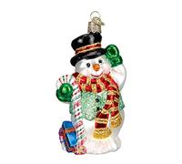 Old World Christmas Candy Cane Snowman Glass Ornament by Old World Christmas