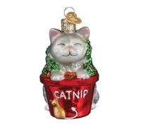 Old World Christmas Catnip Cat Glass Ornament for Holiday Tree